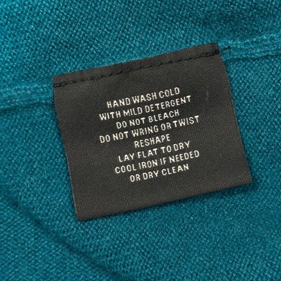 Cashmere By Bloomingdails Cashmere Turtleneck Sweater Sz. L Teal Blue Classic - Picture 8 of 9